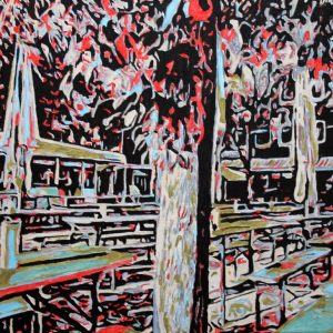 "Beergarden" - Mixed-Media on Canvas, 50x70 cm, 2022