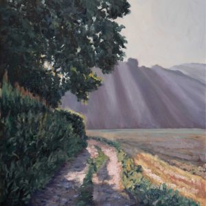 “Weg am Morgen in Linkebeek” - Oil on canvas, 60x70 cm, 2020