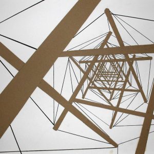 "Turm" - Mixed Media auf Holz, 52x69 cm, 2019