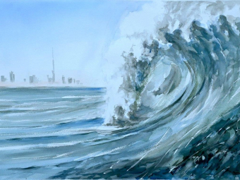 "The Boat" - 13.8x21 inches, Water-colour on Paper, 2024