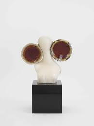 ¨Woman with Earrings¨ - Mixed Technique, Alabaster, Glass and Ceramic, 15 x 10 x 6 inches, 2024