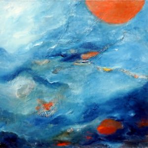 ¨Blazing Tranquility¨ - Acrylic and Oil Mixed on Canvas, 48x48 inches, 2025