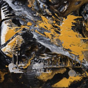 ¨Midnight Sun 1¨ - Acrylic and Oil Mixed on Canvas, 35 x 35 inches, 2023