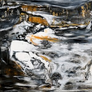¨Midnight Sun 2¨ - Acrylic and Oil Mixed on Canvas, 35 x 35 inches, 2024