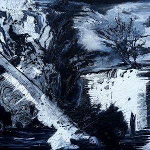 ¨Parallel Dreams Serial - Black and White¨ - Acrylic on Canvas, 30 x 35 inches, 2023