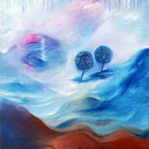 ¨Two Souls, One Journey¨ - Acrylic and Oil  Mixed on Canvas,  59 x 48 inches, 2025