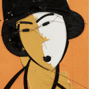 ¨Portrait with¨ - Technique on Wood, Oil and Acrylic, outlined in Metals, 37 x 29 inches, 2024