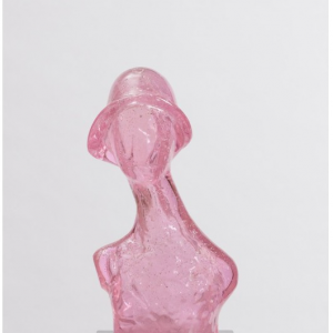 ¨Woman with Hat in Pink¨ - Technique with Glass, 22 X 11 X 6 inches, 2024