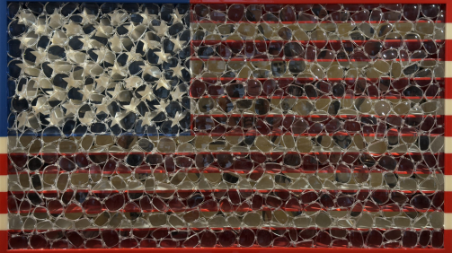 ¨US Flag (Red, White and Blue)¨ - 30 - 3/4 x 55 x 4 - 3/4 inches, Mixed Media