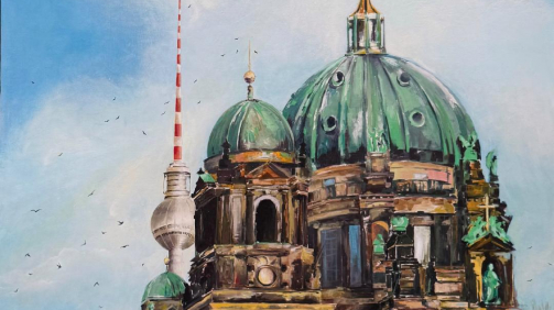 ¨Berliner Dom¨ - Mixed-Media on Canvas, 63X39 inches, 2020