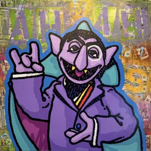 Counting Cash, 2025  Acrylic on Canvas  40 x 40 in.