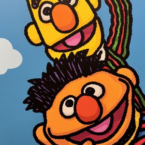 Bert and Ernie, 2025  Acrylic on Canvas  36 x 72 in.