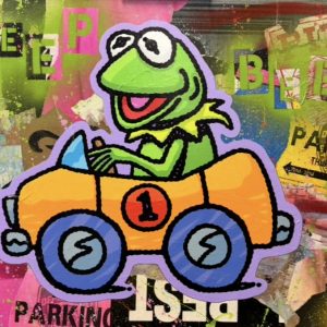 Kermit Beep Beep, 2025  Acrylic and mix media on Canvas   30 x 40 in.
