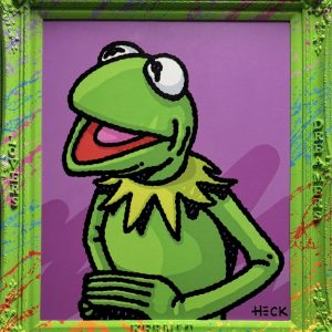 Kermit Looking Right, 2025  Acrylic on Canvas with Custom Frame   27 x 31 in.