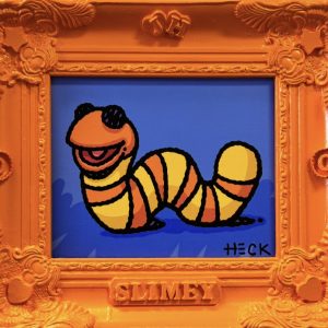 Slimey, 2025  Acrylic on Canvas with Custom Frame   15 ½ x 13 ½  in.