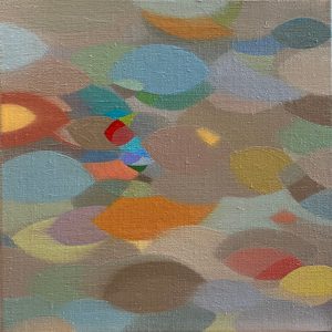 "Deep", (IMG_2316. Colorful square)  Oil paint on Belgian linen, 12 x 12 inches, 2025
