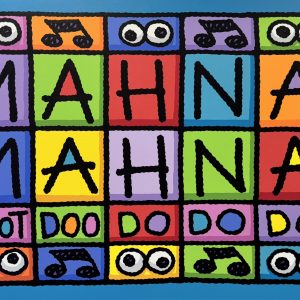 Mahna Mahna (Text), 2025  Acrylic on Canvas  36 x 60 in.