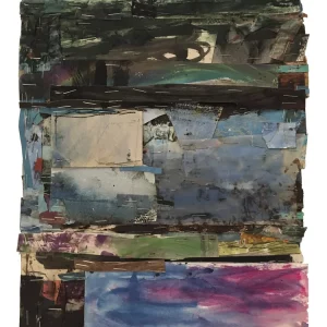 Paradigm	Shift, 2020, encaustics, oil stick, mixed media and	collage on paper, 12 ¼ x 10 inches, (framed 17 x 14 ½ x 1 ½ inches)