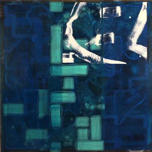 “Gestures, Geometry, and Other Signs of Life”, oil on canvas over wood panel, 48” x 48” x 2”, 2014
