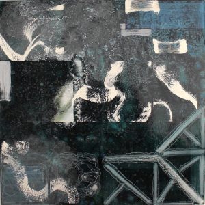 “Gestures, Geometry, and Other Signs of Life II”, oil on canvas over wood panel, 48” x 48” x 2”, 2017