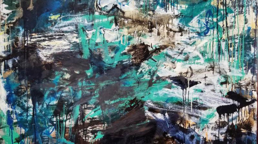 °Green Brown Marsh° - Oil on Canvas, 48x48 inches, 2022