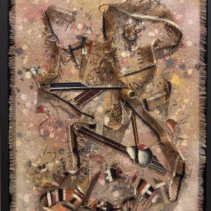 Untitled, 2025, Mixed media on panel, 18 x 24 inches