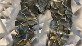 Jeans on canvas, 2025, Mixed media, 30 x 40 inches