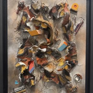 Untitled, 2025, Mixed media on panel, 18 x 24 inches