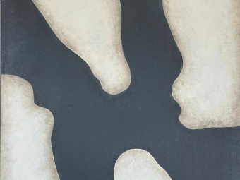 "Silent Bonescape" - Acrylics on canvas, 36 x 48 x 1.5 inches, 2025