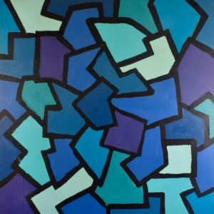 "Blue Puzzles" - Acrylic on canvas, 48 × 48 × 2 inches, 2017