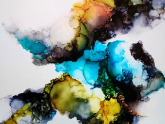 "Awakening" -  Ink on Canvas, 90X70 cm, 2023