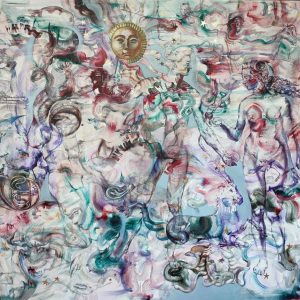 „Ecliptic Eden” – Acrylic, Oil on Canvas, 60×48 inches, 2025