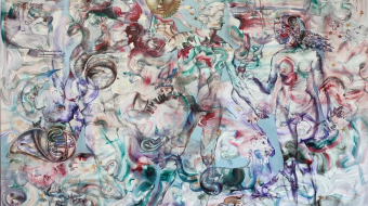 „Ecliptic Eden” – Acrylic, Oil on Canvas, 60×48 inches, 2025