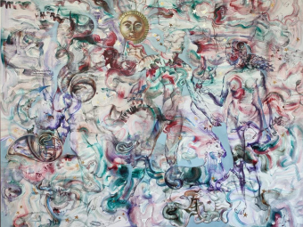 „Ecliptic Eden” – Acrylic, Oil on Canvas, 60×48 inches, 2025