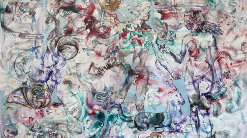 „Ecliptic Eden” – Acrylic, Oil on Canvas, 60×48 inches, 2025