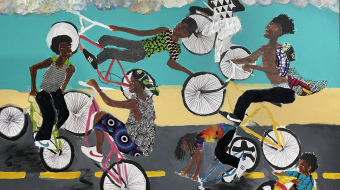 “Birth of a Cool” – Acrylic and Collage on Canvas, 24 x 30 inches, 2024