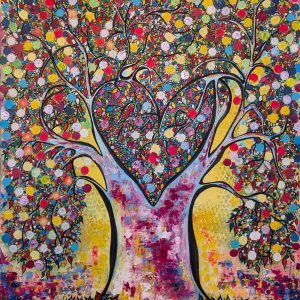 “WISH TREE” - Acrylic and marker on canvas, 80 × 60 cm/ 31x24 inches, 2026