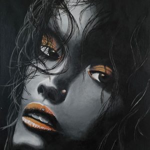 ”Golden gaze" - Acrylic on Canvas, 18x22 inches, 2025