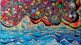 “OCEAN” –  Acrylic and marker on canvas, 80 × 60 cm/ 31x24 inches, 2026