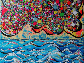 “OCEAN” –  Acrylic and marker on canvas, 80 × 60 cm/ 31x24 inches, 2026