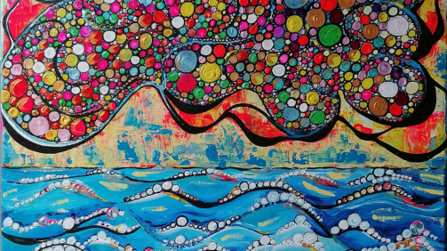 “OCEAN” –  Acrylic and marker on canvas, 80 × 60 cm/ 31x24 inches, 2026