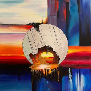 "Sphere" - Acrylic and texture paste on canvas, 47x39 inches, 2026