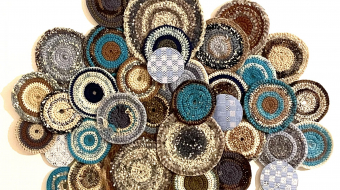 “Longings 3” - Woven paper Crocheted wool (mostly pre-loved), 65x60 cm, 2026