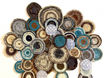 “Longings 3” - Woven paper Crocheted wool (mostly pre-loved), 65x60 cm, 2026