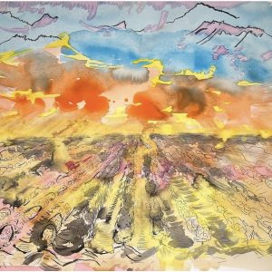 “Two Sunrises” - Watercolor, acrylic and ink on paper, 20 x 26 inches, 2024