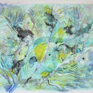 “Posidonias” - Watercolor, acrylic, oil pastel and ink on paper, 20 x 26 inches, 2024
