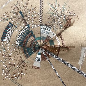 “Longings 1” - Drawing – pencil and fineliner on paper, Natural materials, 20x20 cm, 2026