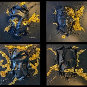 “Dark Ages Series” - Computer circuit board pieces, silicon, clay, each 40 × 40 × 17 cm, 2024