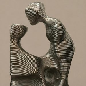 “Mother & Child: Arrival” - Resin & Silver Paint, 54X48X30 inches, 40 lbs, 2025