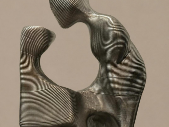 “Mother & Child: Arrival” - Resin & Silver Paint, 54X48X30 inches, 40 lbs, 2025